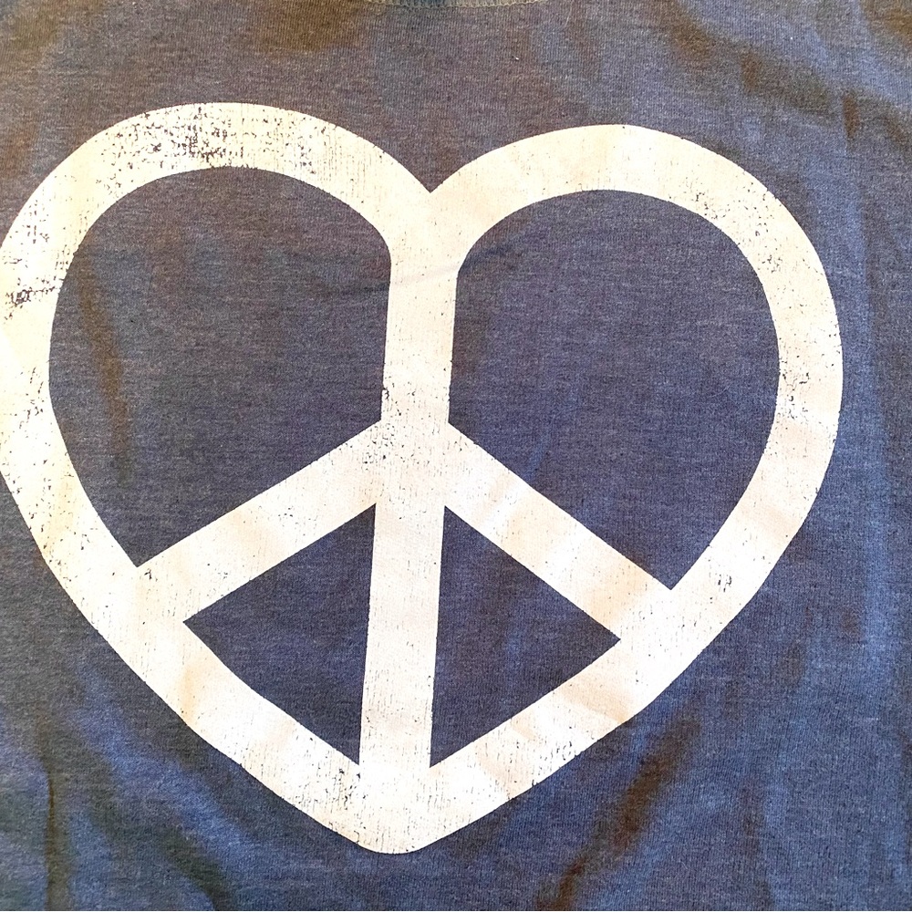 Instant message blue peace sign, heart sweatshirt sz 3X